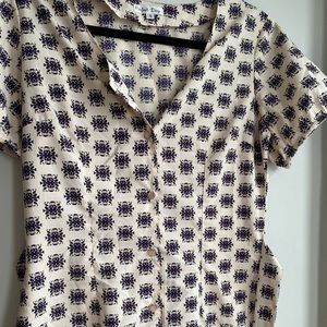 Cream and purple button down dress
